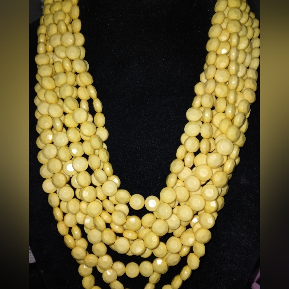 Yellow Multi-Strand Beaded Necklace